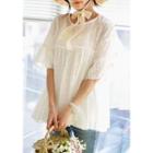 Bell-sleeve Eyelet-lace Top