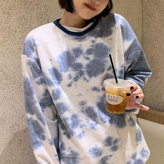 Long-sleeve Tie-dyed T-shirt White - One Size