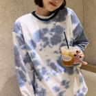 Long-sleeve Tie-dyed T-shirt White - One Size