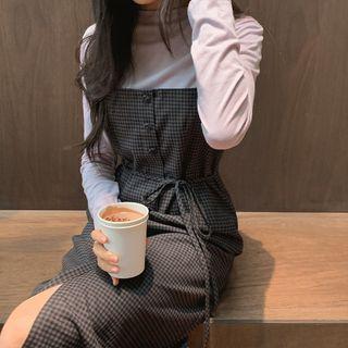 [cle.] Check Long Pinafore Dress Check - One Size