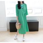 Knotted-front Long T-shirt Dress