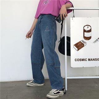 Embroidered Panel Regular-fit Jeans