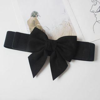 Bow Elastic Waist Belt Black - One Size