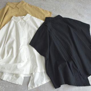 Short-sleeve Plain Asymmetric Blouse