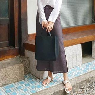 Deep-slit Wide-leg Linen Blend Pants