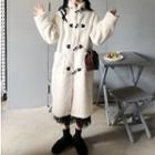 Stand Collar Fleece Toggle Coat White - One Size