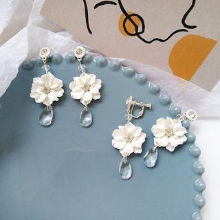 Flower Faux Crystal Dangle Earring