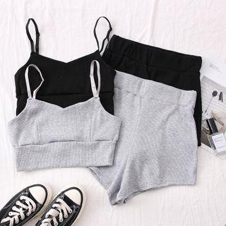 Set: Cropped Bralette + High-waist Hot Shorts