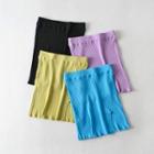 High Waist Knit Slit Mini Pencil Skirt