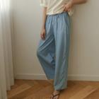 Tie-waist Textured Wide-leg Jeans