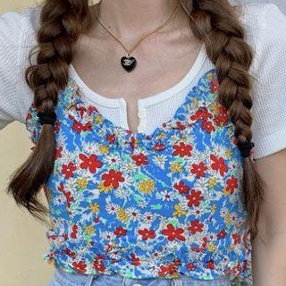 Spaghetti Strap Houndstooth Cropped Top