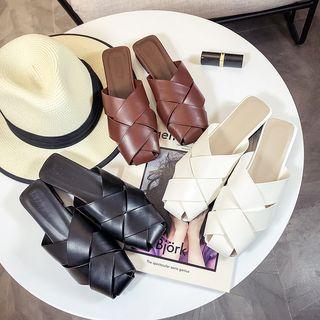Cross Strap Square-toe Mules