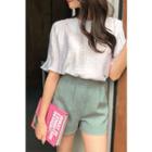 Short-sleeve Crinkled Sleek Top