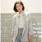Checked Pocket Detail Oversize Shirt As Shown In Figure - One Size