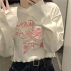 Cartoon Embroidered Cropped T-shirt