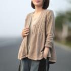 Cable Knit Cardigan Light Camel - One Size