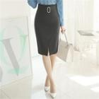 High-waist Slit-front Midi Skirt