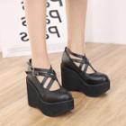 Strappy Platform Wedge Mary Jane Shoes