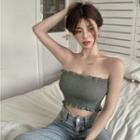 Frill Trim Tube Top Gray - One Size