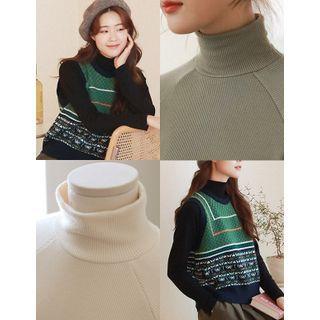 Turtleneck Ribbed Raglan Top