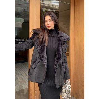 Wide-lapel Faux-shearling Jacket