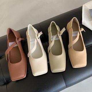Low Heel Square-toe Mary Jane Pumps