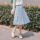 Snowflake Print Pleated Skirt