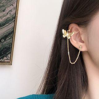 Alloy Butterfly Chain Earring Single - Gold - One Size