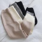 Plain High-waist Cropped Knit Harem Pants
