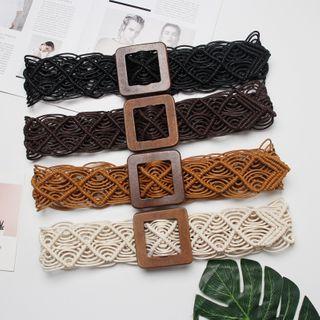 Wide Woven Buckle Belt