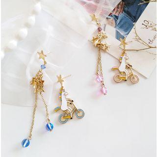 Asymmetric Star-and-unicorn Drop Earring / Clip-on Earring