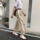 Contrast Trim Crop Wide Leg Pants