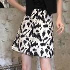 High-waist Cow Print Mini A-line Skirt
