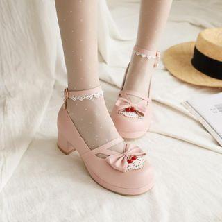 Chunky Heel Cherry Mary Jane Sandals