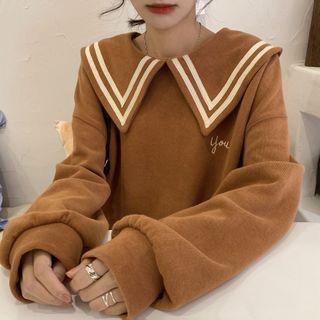 Sailor Collared Letter Embroidered Sweatshirt