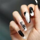 Print Pvc Faux Nail Tips 498 - Glue - Black & White - One Size