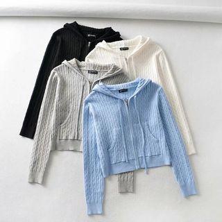 Zip-up Ribbed Hoodie