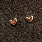 925 Sterling Silver Heart Stud Earring 1 Pair - Heart Stud Earrings - Silver - One Size