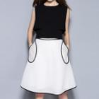 Set: Sleeveless Zip Back Blouse + Piped A-line Skirt