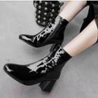 Patent Chunky-heel Short Boots