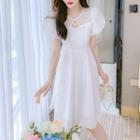 Short-sleeve Cutout Chiffon A-line Dress