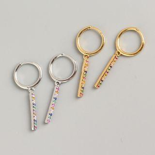 Rhinestone Bar 925 Sterling Silver Earring