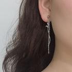 Rhinestone Fringed Earring Stud Earring - 0424 - 1 Pair - Silver - One Size