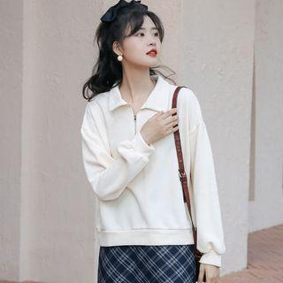 Half-zip Polo-neck Sweatshirt Almond - One Size