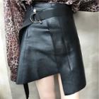 Faux-leather Asymmetric Pencil Skirt