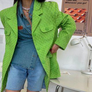 Plain Blazer Neon Green - One Size