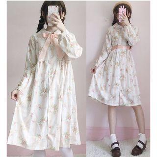 Floral Print A-line Shirt Dress