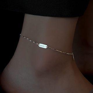 Lucky Lettering Sterling Silver Anklet Silver - One Size