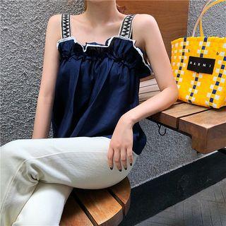 Patterned Wide-strap Flared Top