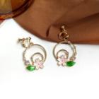 Flower Rhinestone Hook Earring / Clip-on Earring